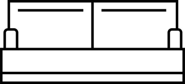 Kanepe, koltuk ikonu, düzenlenebilir stil. Şeffaf arkaplanda taslak işareti resmi. Mobilya sembolü çizimi. Web sitesi tasarımı ve mobil uygulama geliştirme için piksel mükemmel vektör.