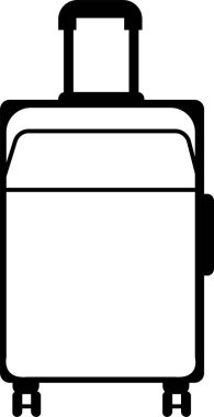 Bavul simgesi moda dolgu tarzında. Seyahat konsepti. Çanta plastik çanta uçuşu, şeffaf arka planda izole edilmiş yaratıcı yolculuk konsepti. Evrak çantası simgesi vektör resimleme işareti ve sembolü.