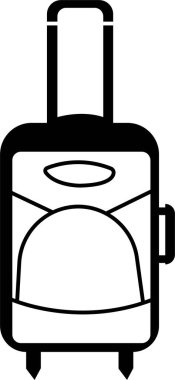 Bavul simgesi moda dolgu tarzında. Seyahat konsepti. Çanta plastik çanta uçuşu, şeffaf arka planda izole edilmiş yaratıcı yolculuk konsepti. Evrak çantası simgesi vektör resimleme işareti ve sembolü.