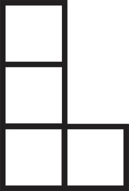 Doğrusal biçimli düzenlenebilir stoktaki Tetris oyun vektör simgesi. Geometrik şekil. Kusursuz yapboz tasarımı. Tetris ikonu engelliyor. Oyun bloğu sembolü. Saydam arkaplanda siyah mantık oyunu işareti izole edildi.