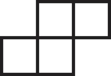 Doğrusal biçimli düzenlenebilir stoktaki Tetris oyun vektör simgesi. Geometrik şekil. Kusursuz yapboz tasarımı. Tetris ikonu engelliyor. Oyun bloğu sembolü. Saydam arkaplanda siyah mantık oyunu işareti izole edildi.