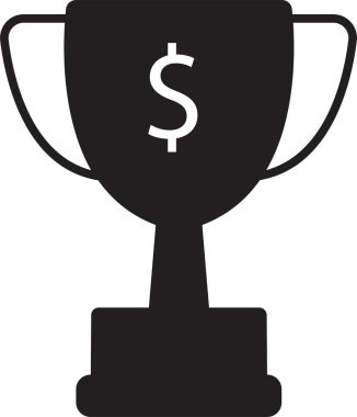 Kupa ikonu. Fill Style 'da kazanan sembol. Vektör şampiyonunun kupa ikonu. Birincilik Kupası. Şeffaf arka planda izole edilmiş minimalist hippi bardağı. Web sitesi ve mobil uygulama tasarımı için hatıra işareti.