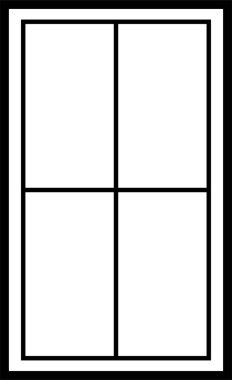 Pencere çerçevesi. Pencere silueti. Ev ve binanın ana simgesi. Ofis için siyah dekoratif kemer ve çerçeve, mimari. Duvarda kapalı bir balkon var. Şeffaf arkaplanda düzenlenebilir dış yüzey.