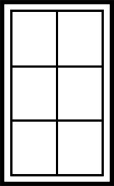 Pencere çerçevesi. Pencere silueti. Ev ve binanın ana simgesi. Ofis için siyah dekoratif kemer ve çerçeve, mimari. Duvarda kapalı bir balkon var. Şeffaf arkaplanda düzenlenebilir dış yüzey.