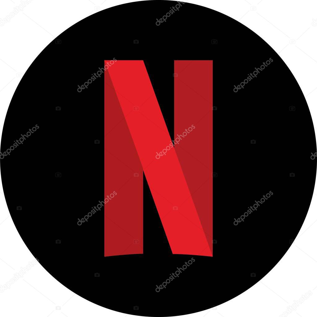 Netflix logo. Netflix specialize in and provide streaming media and video-on-demand online. Moscow, Russia - February, 2023. Vector service on mobile phone, computer isolated on transparent background.