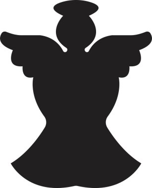 Son moda siyah dolgu tarzında kanat simgesi olan melek. Dağılın, şeffaf bir arkaplanda izole edilmiş Noel vektörü. Mobil konsept ve web sitesi tasarımı için kutsal melek işareti. Sembol, logo illüstrasyonu.