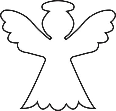 Ana hatları düzenlenebilir kanat simgesi olan bir melek. Dağılın, şeffaf bir arkaplanda izole edilmiş Noel vektörü. Mobil konsept ve web sitesi tasarımı için kutsal melek işareti. Sembol, logo illüstrasyonu.