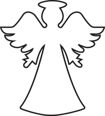 Ana hatları düzenlenebilir kanat simgesi olan bir melek. Dağılın, şeffaf bir arkaplanda izole edilmiş Noel vektörü. Mobil konsept ve web sitesi tasarımı için kutsal melek işareti. Sembol, logo illüstrasyonu.