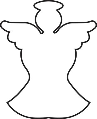 Ana hatları düzenlenebilir kanat simgesi olan bir melek. Dağılın, şeffaf bir arkaplanda izole edilmiş Noel vektörü. Mobil konsept ve web sitesi tasarımı için kutsal melek işareti. Sembol, logo illüstrasyonu.