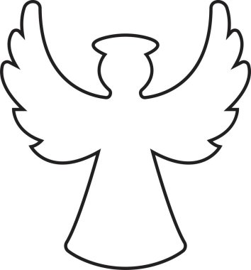 Ana hatları düzenlenebilir kanat simgesi olan bir melek. Dağılın, şeffaf bir arkaplanda izole edilmiş Noel vektörü. Mobil konsept ve web sitesi tasarımı için kutsal melek işareti. Sembol, logo illüstrasyonu.
