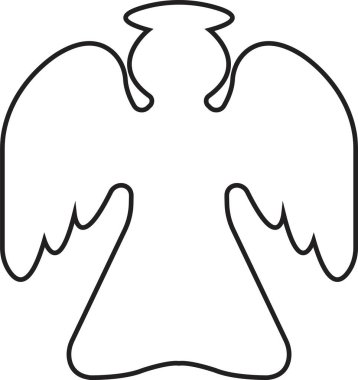 Ana hatları düzenlenebilir kanat simgesi olan bir melek. Dağılın, şeffaf bir arkaplanda izole edilmiş Noel vektörü. Mobil konsept ve web sitesi tasarımı için kutsal melek işareti. Sembol, logo illüstrasyonu.