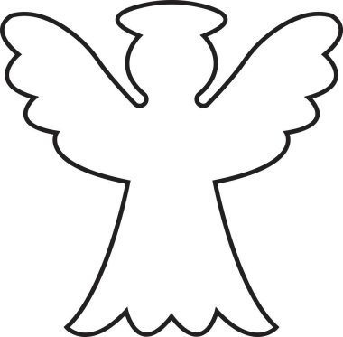 Ana hatları düzenlenebilir kanat simgesi olan bir melek. Dağılın, şeffaf bir arkaplanda izole edilmiş Noel vektörü. Mobil konsept ve web sitesi tasarımı için kutsal melek işareti. Sembol, logo illüstrasyonu.