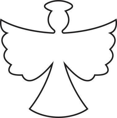 Ana hatları düzenlenebilir kanat simgesi olan bir melek. Dağılın, şeffaf bir arkaplanda izole edilmiş Noel vektörü. Mobil konsept ve web sitesi tasarımı için kutsal melek işareti. Sembol, logo illüstrasyonu.