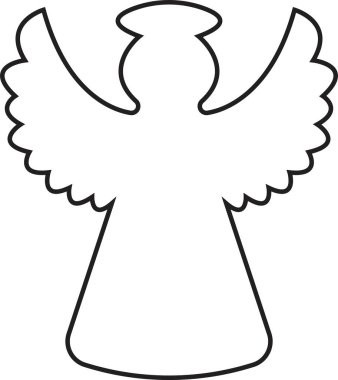 Ana hatları düzenlenebilir kanat simgesi olan bir melek. Dağılın, şeffaf bir arkaplanda izole edilmiş Noel vektörü. Mobil konsept ve web sitesi tasarımı için kutsal melek işareti. Sembol, logo illüstrasyonu.