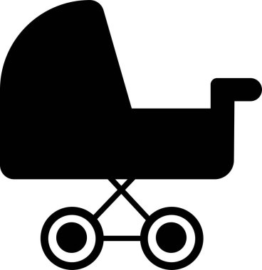 Bebek arabası ikonu. Çocuk böceği vektör sembolü. Çocuk arabası tabelası. Anne puset çizimi. Şeffaf arkaplanda izole edilmiş uygulama ve web sitesi için siyah doldurma biçimi ile yeni doğmuş bebek itme sandalyesi sembolü.