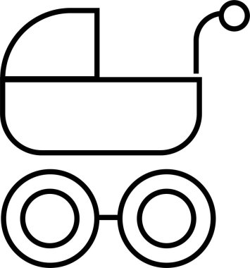 Bebek arabası ikonu. Çocuk böceği vektör sembolü. Çocuk arabası tabelası. Anne puset çizimi. Şeffaf arkaplanda izole edilmiş uygulama ve web sitesi için siyah çizgi biçimli bebek itme sandalyesi sembolü.