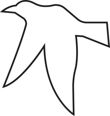 Kuş silueti ikon çizgisi, düzenlenebilir stok, siyah uğultulu kuş. Doğa sembolü, uçan illüstrasyon işareti. Kuş logosu ve kanadı, uçak şablonu saydam arkaplanda izole edilmiş yaban hayatı tasarımı..