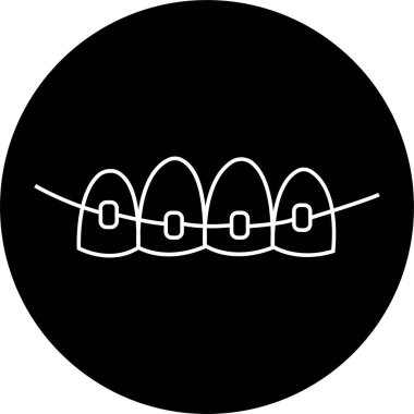 Diş telleri Taslak Simgesi ile. Şeffaf arkaplanda noktalı pop sanatı olan klasik çizimler. Ortodontik tedavi aşamaları. Diş teli sistemi yardımıyla diş ve diş düzeltmesinin hizalanması.