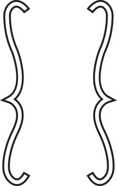 Kıvırcık iki diş teli. Simetrik parantez çiftleri, matematik için noktalama işaretleri. Matematik için siyah Outline tarzında çerçeveler. Saydam arkaplanda izole edilmiş metin alıntısı için parantez işareti.