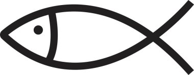 Hristiyan balık ikonu. Dini sembol. İsa Mesih 'e inan. Şeffaf arkaplanda çapraz vektör izole edilmiş sembol. Tanrım, logo illüstrasyon işareti. Basit çizgi modern tasarımı ile desen.