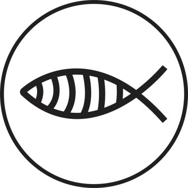 Hristiyan balık ikonu. Dini sembol. İsa Mesih 'e inan. Şeffaf arkaplanda çapraz vektör izole edilmiş sembol. Tanrım, logo illüstrasyon işareti. Basit çizgi modern tasarımı ile desen.
