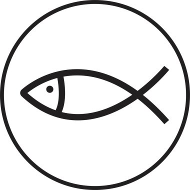 Hristiyan balık ikonu. Dini sembol. İsa Mesih 'e inan. Şeffaf arkaplanda çapraz vektör izole edilmiş sembol. Tanrım, logo illüstrasyon işareti. Basit çizgi modern tasarımı ile desen.