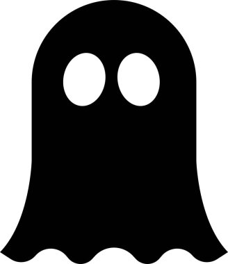 Hayalet, hayalet ya da hayalet, tatil uygulamaları ve web siteleri için cadılar bayramı siyah dolgu sanat vektör ikonu. Basit ürkünç karakter. Korkunç hayalet canavar silueti şeffaf bir arkaplanda izole edilmiş..