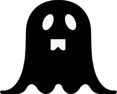 Hayalet, hayalet ya da hayalet, tatil uygulamaları ve web siteleri için cadılar bayramı siyah dolgu sanat vektör ikonu. Basit ürkünç karakter. Korkunç hayalet canavar silueti şeffaf bir arkaplanda izole edilmiş..
