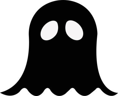 Hayalet, hayalet ya da hayalet, tatil uygulamaları ve web siteleri için cadılar bayramı siyah dolgu sanat vektör ikonu. Basit ürkünç karakter. Korkunç hayalet canavar silueti şeffaf bir arkaplanda izole edilmiş..