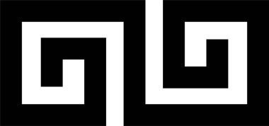 Yunan anahtar çerçevesi ve sınır unsuru. Dekoratif antik dönek, saydam arkaplanda izole edilmiş Siyah Yunan desenli süslemeli düz vektör. Geometrik pürüzsüz desenli antika Akdeniz tarzı.