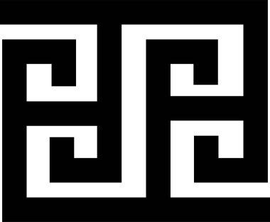 Yunan anahtar çerçevesi ve sınır unsuru. Dekoratif antik dönek, saydam arkaplanda izole edilmiş Siyah Yunan desenli süslemeli düz vektör. Geometrik pürüzsüz desenli antika Akdeniz tarzı.