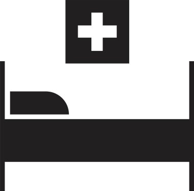 Düz moda hastane yatağı ikonu. Hasta yatak vektörü. Tıbbi tedavi. Sedye, taşınabilir uygulama için uygun geri kazanım biçimi ve şeffaf arkaplanda izole edilmiş UI tasarımı.