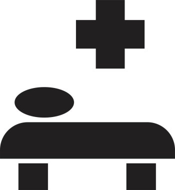 Düz moda hastane yatağı ikonu. Hasta yatak vektörü. Tıbbi tedavi. Sedye, taşınabilir uygulama için uygun geri kazanım biçimi ve şeffaf arkaplanda izole edilmiş UI tasarımı.