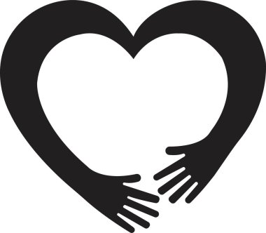 Kucaklaşma kalp ikonu şeklinde. Eller ya da özen sarılması. Dostluğu kucakla. Gönüllü bakım, aşk sembolü, arkadaşlık ilişkisi. Şeffaf arkaplanda izole edilmiş insan silueti.