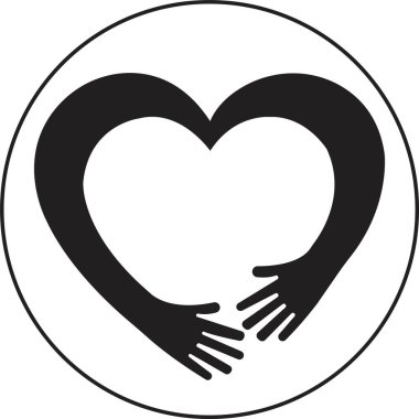 Kucaklaşma kalp ikonu şeklinde. Eller ya da özen sarılması. Dostluğu kucakla. Gönüllü bakım, aşk sembolü, arkadaşlık ilişkisi. Şeffaf arkaplanda izole edilmiş insan silueti.