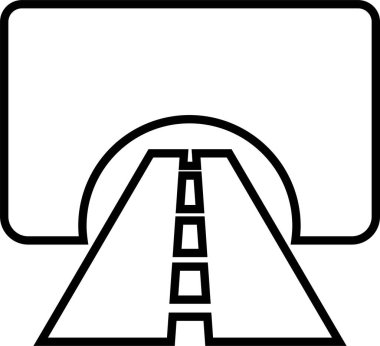 Tünel işareti çoklu seri biçim simgesi. Web sitesi veya mobil uygulama için demiryolu uyarı simgesinin ana hatları. Otoyol, otomobil köprüsü, şeffaf arka planda ulaşım altyapısı.