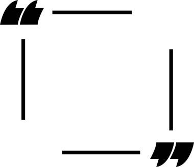 Kutu çerçeve simgesinden alıntı yap. Metin günlük bilgi bloğu. Saydam arkaplanda izole edilmiş tanımlama, yorum ve alıntı tasarımı için siyah çizgi vektör illüstrasyonunun boş şablonu.