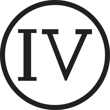 Roma rakamı ikonu. Alfabe harfi logosu simgesi simgesinde 4 numaralı Roma rakamı. Takvim numarası veya şeffaf arkaplanda izole edilmiş herhangi bir sayı için tasarım çizimi. Matematik sembolü.