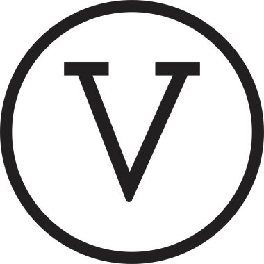 Roma rakamı ikonu. Saydam arkaplanda izole edilmiş takvim numarası ya da herhangi bir sayı için alfabe harf logosu simgesi simge tasarım illüstrasyonunda 5. tip Roma rakamı. Matematik sembolü.