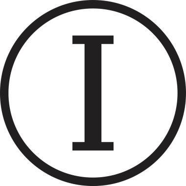 Roma rakamı ikonu. Alfabe harfi logosu simgesi simgesi simgesinde 1 numaralı Roma rakamları takvim numarası veya şeffaf arkaplanda izole edilmiş herhangi bir sayı için. Matematik sembolü.