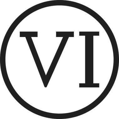 Roma rakamı ikonu. Alfabe harfi logosu simgesi simgesi olan altıncı tip Roma rakamları takvim numarası veya şeffaf arkaplanda izole edilmiş herhangi bir sayı için. Matematik sembolü.