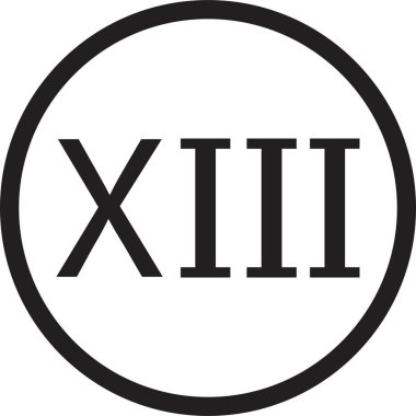 Roma rakamı ikonu. Roma rakamsal numarası 13 alfabe harfi logosu simgesi simge tasarım illüstrasyonu takvim numarası ya da şeffaf arkaplanda izole edilmiş herhangi bir sayı için. Matematik sembolü.