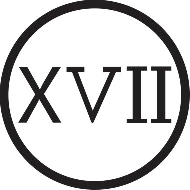 Roma rakamı ikonu. Alfabe harfi logosu simgesi simgesi simgesi olan 17 numaralı Roma rakamları takvim numarası veya şeffaf arkaplanda izole edilmiş herhangi bir sayı için. Matematik sembolü.