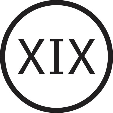 Roma rakamı ikonu. Roma rakamsal numarası 19 alfabe harfi logosu simgesi simge tasarım illüstrasyonu takvim numarası veya şeffaf arkaplanda izole edilmiş herhangi bir sayı için. Matematik sembolü.