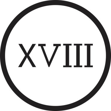 Roma rakamı ikonu. Roma rakamsal numarası 18 alfabe harfi logosu simgesi simge tasarım illüstrasyonunda takvim numarası ya da şeffaf arkaplanda izole edilmiş herhangi bir sayı için. Matematik sembolü.