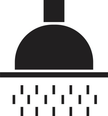 Reklamlar için duş başlığı vektörü. Kitaplar, mağazalar, dükkanlar için uygun. Duş ikonu işareti alıyorum. Şeffaf arkaplanda izole edilmiş siyah dolgu biçiminde banyo duş piktogramı sembolü.