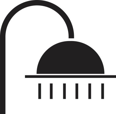 Reklamlar için duş başlığı vektörü. Kitaplar, mağazalar, dükkanlar için uygun. Duş ikonu işareti alıyorum. Şeffaf arkaplanda izole edilmiş siyah dolgu biçiminde banyo duş piktogramı sembolü.