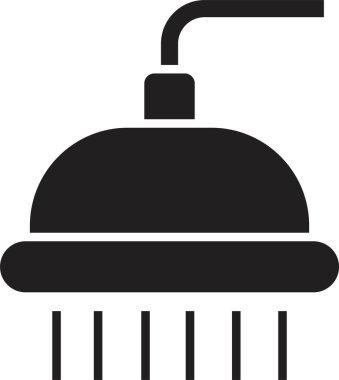 Reklamlar için duş başlığı vektörü. Kitaplar, mağazalar, dükkanlar için uygun. Duş ikonu işareti alıyorum. Şeffaf arkaplanda izole edilmiş siyah dolgu biçiminde banyo duş piktogramı sembolü.