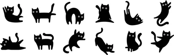 Kedi simgeleri dolgu stillerinde ayarlanır. Şablonlar, web sitesi tasarımları ve bilgi grafikleri için hayvan siluetleri, çocuklarla çizimler. Saydam arkaplanda izole edilmiş ev hayvanı işaretleri vektörleri.