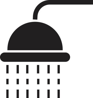 Reklamlar için duş başlığı vektörü. Kitaplar, mağazalar, dükkanlar için uygun. Duş ikonu işareti alıyorum. Şeffaf arkaplanda izole edilmiş siyah dolgu biçiminde banyo duş piktogramı sembolü.